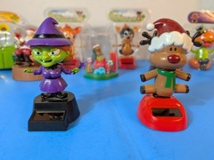 Set of 11 dancing solar powered figures: Santa Claus, Elf, Witch and Jack-o’-lan