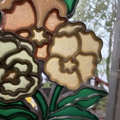 Floral Plastic Window Suncatcher Hanging Decor, Green Beige Orange