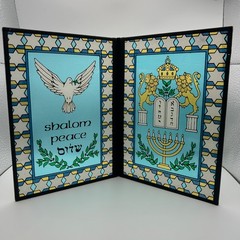Stained Glass Shalom Peace Dove Menorah Suncatcher Bi Fold