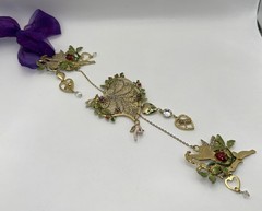 Kirks Folly Strawberry & Cherubs 3-Tier Fairy Wind Chime Goldtone