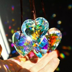 Crystal Suncatchers Heart Pendant Prism Rainbow Maker Unique Hanging Home Decor