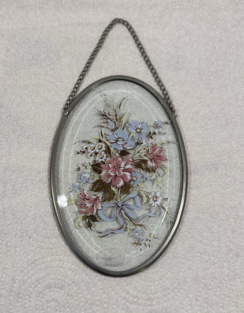 Vintage Lyford Floral Window Hanger Beveled Glass Sun Catcher – 6” USA