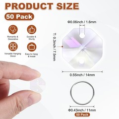 50PCS Crystal 2 Hole Octagon Prisms, 14mm/0.55″ Pendant Hanging [Multicolor]
