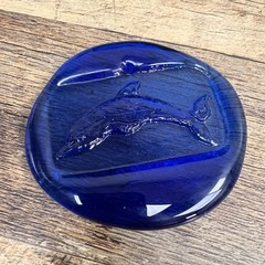 Cobalt Blue Recycled Art Glass Dolphin Sun-catcher