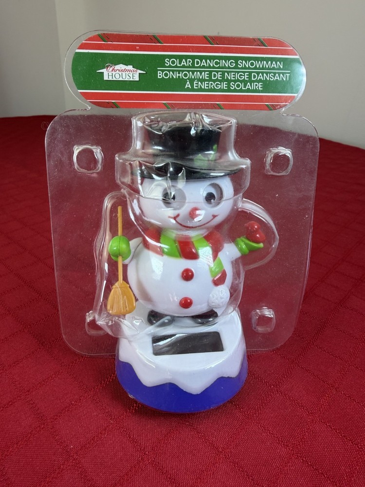 VTG Christmas Holiday Solar Dancing White Snowman Sun Powered sun Dancer Office