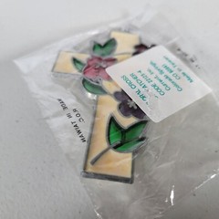 Vintage Floral Cross Stained Glass Suncatcher Flowers Religious New