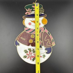 6- Vintage Christmas Stained Sun Catcher Hanging Decor Santa, Angel, Snowman