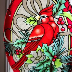 Cardinal Glass Suncatcher Christmas 12 Inch Window Hanging Light Catcher Flaw