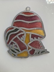 Vintage 80’s Retro Kitschy Mushrooms Sun Catcher Reds Oranges