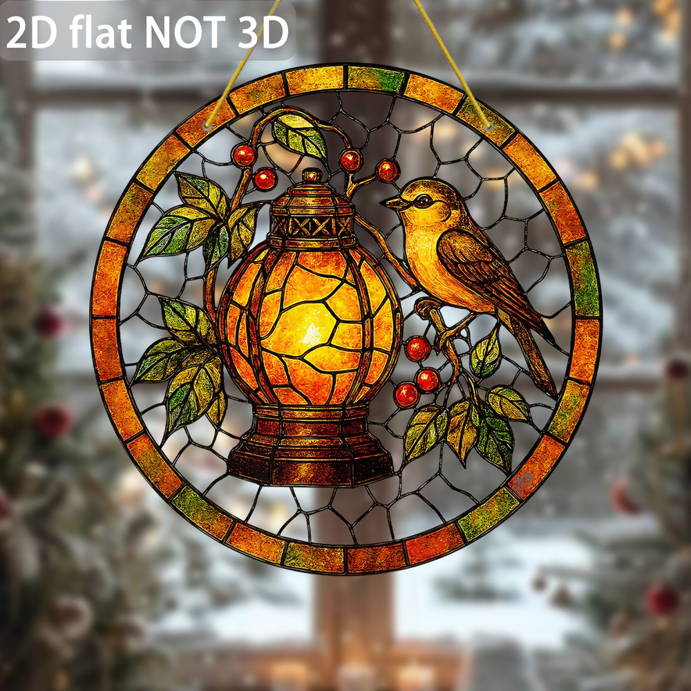 2D Flat Acrylic Panel Sun Catcher Lanterns Birds Window Hanging for Living Room