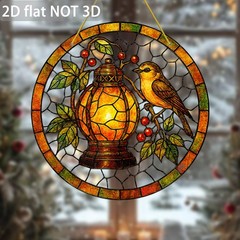 2D Flat Acrylic Panel Sun Catcher Lanterns Birds Window Hanging for Living Room