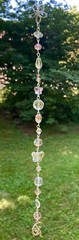 FAIRY/MOON/FLOWER CRYSTAL SUNCATCHER-PINKS-BUTTERFLIES 10.5″-HANDCRAFTED # 950