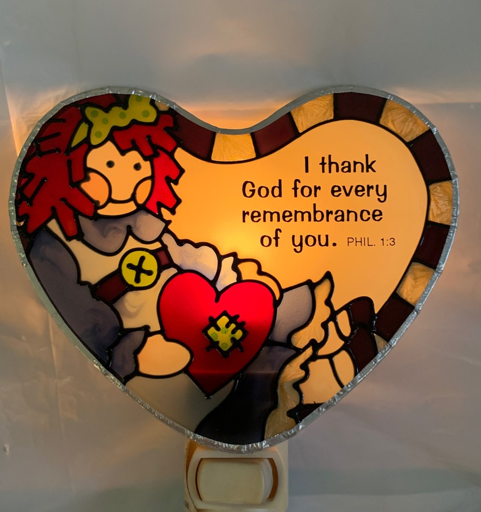 Joan Baker Stained Hand Painted Glass Night Light Designs Rare Vintage