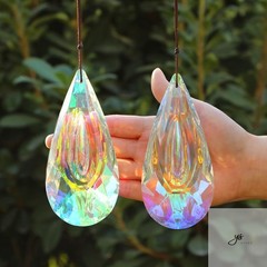 120mm Crystal Suncatcher, 2 Pack Large Prism Sun Catchers Windows Hanging Ornam