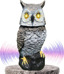 Brown Solar Owl with Motion Detector, Flashing Eyes, Spinning Head, Realistic
