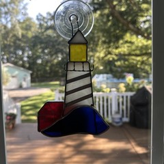 Lot Of 3 Nautical Suncatchers Lighthouse Sailboat Anchor Coastal Decor Lakehouse