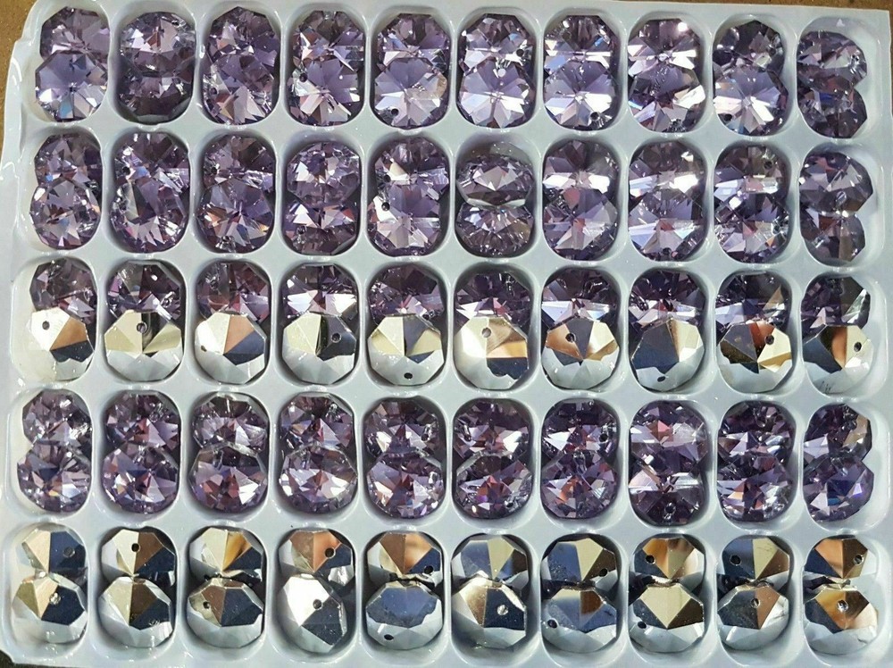 14mm Crystal Octagon Beads 50/100pcs, suncatcher chandelier craft supplies sbli