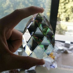 76MM Clear Crystal Faceted Cut Waterdrop Prism Suncatcher Chandelier Art Pendant