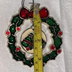 Lot of 4 Christmas Stained Glass Suncatchers or Ornaments Avon Music Instruments
