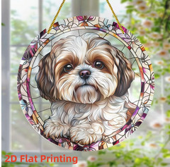 Small Shih Tzu Acrylic Suncatcher Ornament-2D-Stained Glass Look-3.15 in