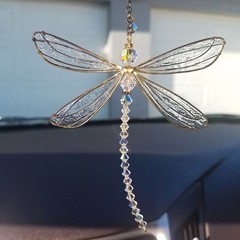 Crystal Rainbow Dragonfly Window Hanging Ornament Garden Home Decor