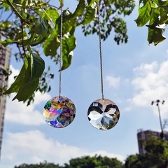 2pcs, Round Crystal Sun Catchers, Glass Prism Hanging Sun Catchers, Rainbow…