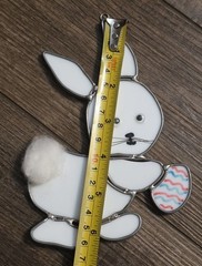 Easter Bunny w Colored Egg Stained Glass Wall Hanger or Sun Catcher