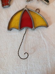 Antique Stained Glass Sun Catchers Umbrella,Butterfly,basket, Metal