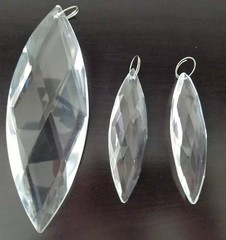 Large 3 Piece Marquise Crystal Clear Prism Suncatcher for Chandelier or Lamp