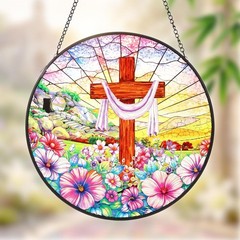 Elegant 8-Inch Christian Cross Stained Glass Suncatcher – Perfect Gift Decor