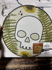 Target Bullseye – Sunflower Skull Design – Glass Sun Catcher -8” Round