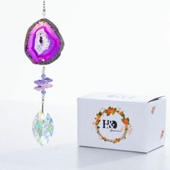 Natural Agate SunCatcher Rainbow Maker Crystal Hanging Pendant Home Window Decor