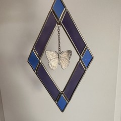 Suncatcher Stained Glass Butterfly Blue Purple Quality Craftsmanship