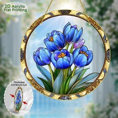 Floral Acrylic Suncatcher Tulips Coastal Decor Window Hanging Wall Ornaments