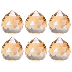 6-Pack Crystal Ball Prisms, 33.5mm/1.32 Inch Pendant Hanging [Champagne]