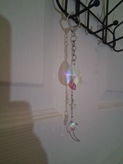 Handmade Car Charm/keychain Metal & Crystal Hanging Suncatcher Moon Charm Silver