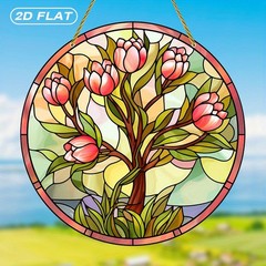 Stained Glass Style Tulip Tree Acrylic Suncatcher Suncatcher Decoration Gift