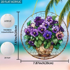Vibrant Pansy Bouquet Acrylic Suncatcher Romantic Elegant Home Wall Decor Gift