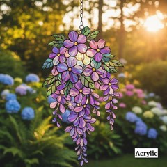 Custom Name Purple Flower Suncatcher Acrylic Window Decor Gift