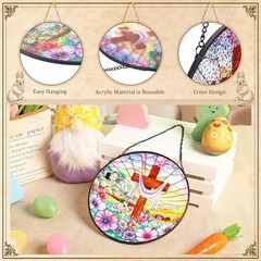 Elegant 8-Inch Christian Cross Stained Glass Suncatcher – Perfect Gift Decor