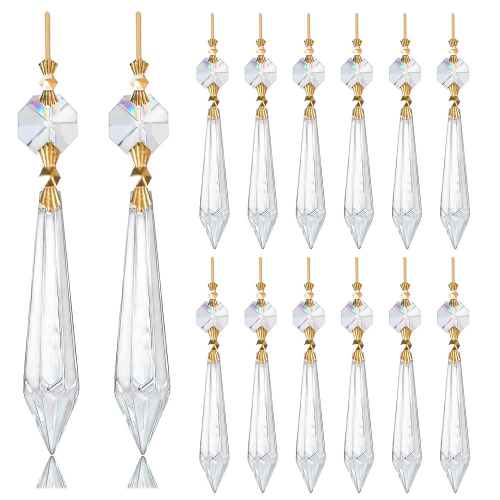 H&D 15pcs Large Clear Crystal Chandelier 60mm Icicle U-Drop Prisms Lamp Parts…