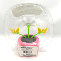 Solar Powered Dancing Daisy with Butterflies Pink Pot Bobblehead NIP