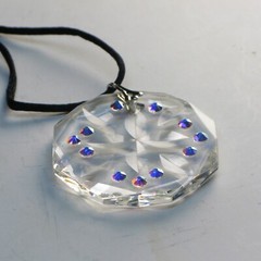 Swarovski Crystal Clear 45mm Octagon Pendant Lovely in Glass Engraved by Lapsys