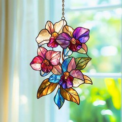 Colorful Floral Suncatcher Acrylic Window Decor Gift