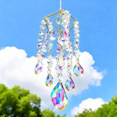 13″ Crystal Hanging Sun Catcher w/Hemp Rope AB Color Crystal Prism Rainbow Maker