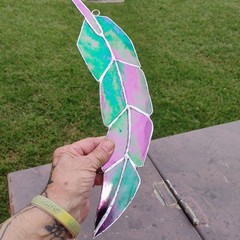 Free Shipping A Iridescent Stained Glass Feather . Hours Of Therapeutic Enjoymen