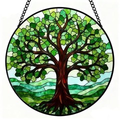 “Tree of Life Stained Glass Suncatcher – 8 Inch Indoor Wall Art & Decor”