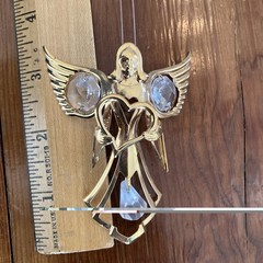 Vintage 1996 Austrian Crystal Mascot Intl. 24K Gold Plated Angel Suncatcher