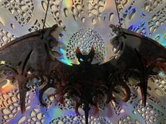 Gothic Black Bat Suncatcher with Iridescent Web Design Hanging Decoration