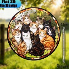 2D Cat Trio Floral Acrylic Suncatcher Home Decoration Solely Gift for Cat Lovers